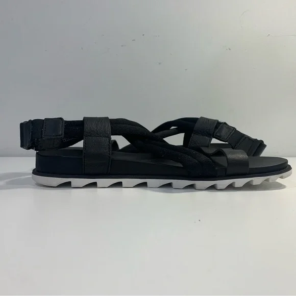 Sorel Women's Roaming Decon Sandals Black Flat Leather Fabric Criss Cross 8M - Picture 10 of 14